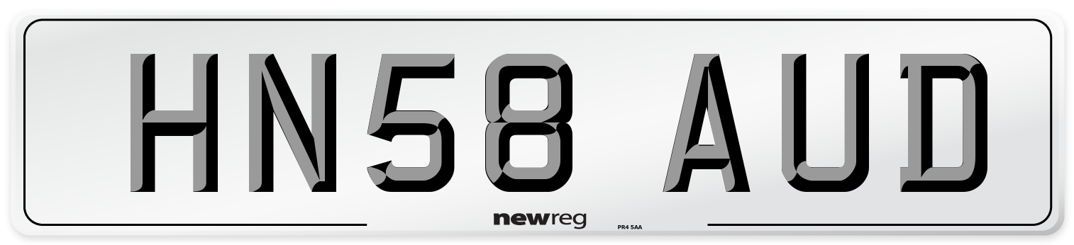 HN58 AUD Number Plate from New Reg